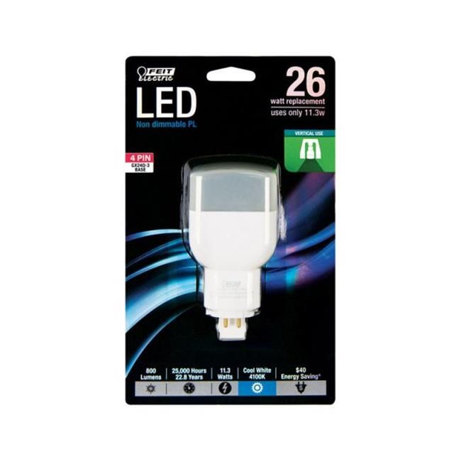 Photo 1 of 26-Watt Equivalent PL Vertical CFLNI 4-Pin Plug-in GX24Q-3 Base CFL Replacement LED Light Bulb, Cool White 4100K