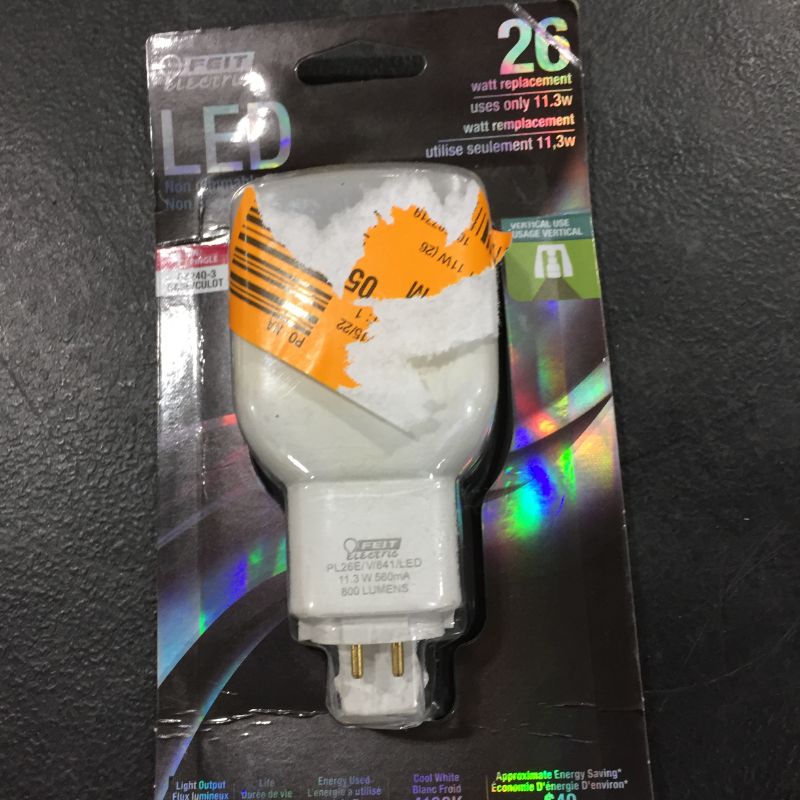 Photo 2 of 26-Watt Equivalent PL Vertical CFLNI 4-Pin Plug-in GX24Q-3 Base CFL Replacement LED Light Bulb, Cool White 4100K