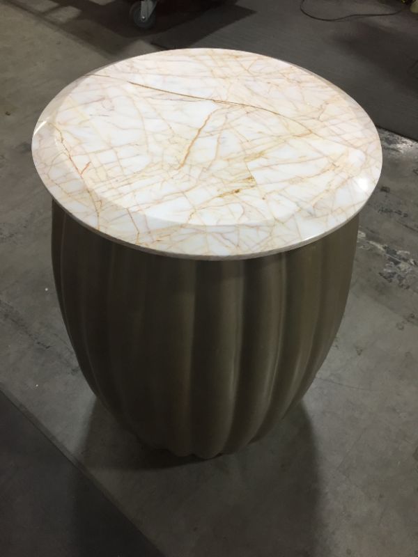 Photo 1 of MARBLE TOP END TABLE 23H 15 DIAMETER INCHES