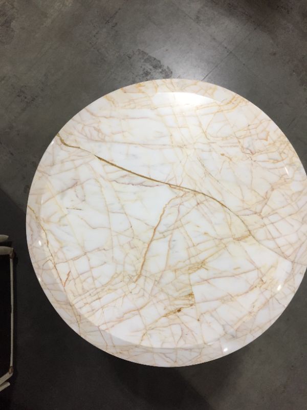 Photo 2 of MARBLE TOP END TABLE 23H 15 DIAMETER INCHES