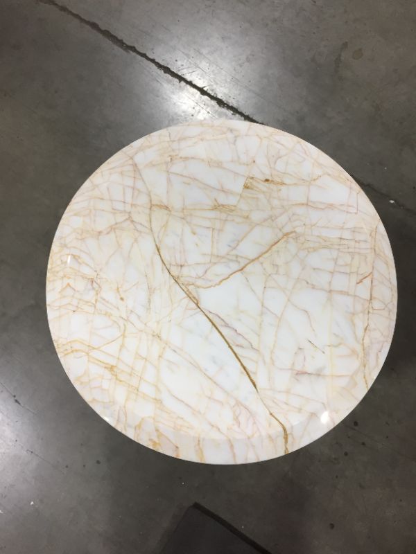 Photo 2 of MARBLE TOP END TABLE 23H 15 DIAMETER INCHES