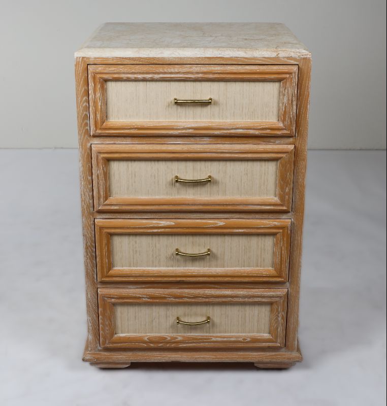 Photo 1 of 4 DRAWER NIGHT STAND WITH FAUX MARBLE TOP H 42 INCH W 21 INCH L 28 INCH