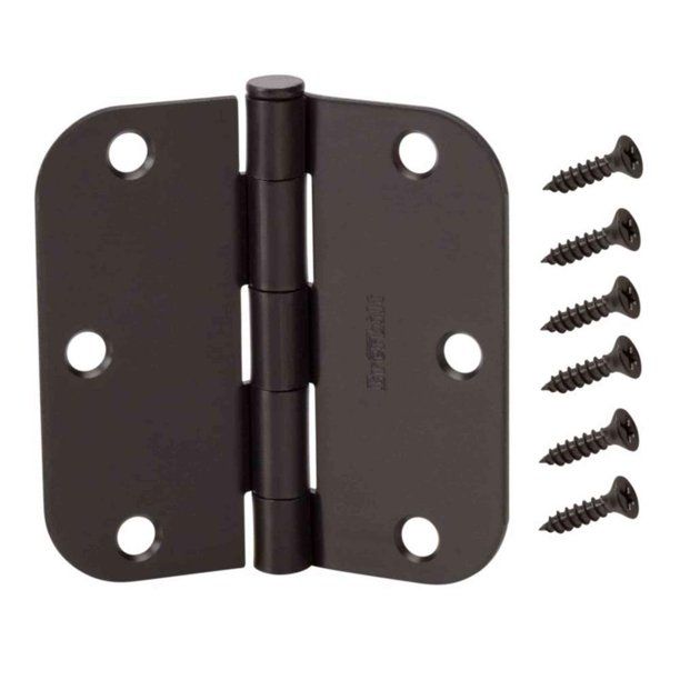 Photo 1 of 3pk 3-1/2 In. And 5/8 In. Radius Matte Black Smooth Action Hinge (3-Pack)