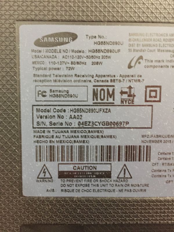 Photo 2 of SAMSUNG 55IN 2015 MODEL HG55ND890UF