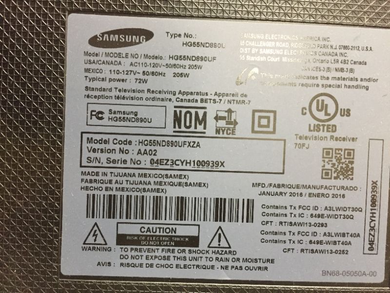 Photo 2 of SAMSUNG 55IN 2015 MODEL HG55ND890UF