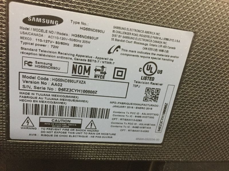 Photo 2 of SAMSUNG 55IN 2015 MODEL HG55ND890UF