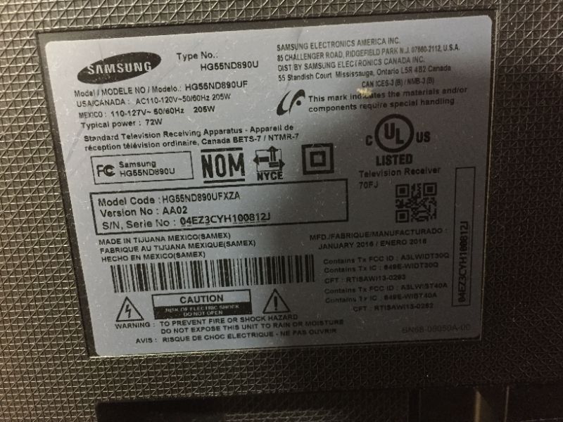 Photo 2 of SAMSUNG 55IN 2015 MODEL HG55ND890UF