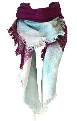 Photo 1 of Wander Agio Womens Warm Long Shawl Winter Wraps Large Scarves Knit Cashmere Feel Plaid Triangle Scarf
