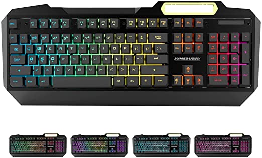 Photo 1 of RGB LED Backlit Gaming Keyboard with Anti-ghosting, Light up Keys Multimedia Control, USB Wired Waterproof Metal Keyboard for PC Games Office (Cool Black)
