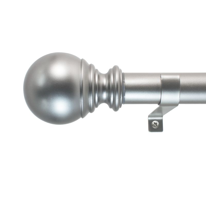Photo 1 of Decopolitan 1" Diameter Ball Telescoping Drapery Rod Set 72-144" Silver