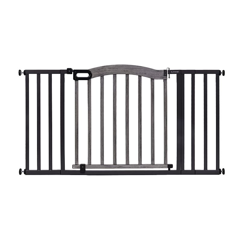 Photo 1 of Summer Infant Summer Decorative Wood & Metal Safety Baby Gate, Fits Openings 36" to 60" Wide, Taupe Wood & Metal Finish, for Doorways, 32" Tall Walk-Through Baby & Pet Gate, Gray, One Size 