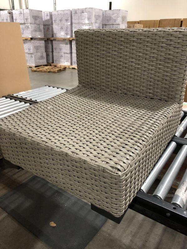 Photo 2 of Hampton Bay Commercial Gray Wicker Armless Middle Outdoor Sectional Chair