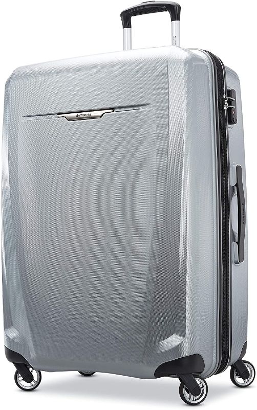 Photo 1 of Samsonite Winfield 3 DLX Hardside Expandable Luggage with Spinners, Silver, Checked-Large 28-Inch
