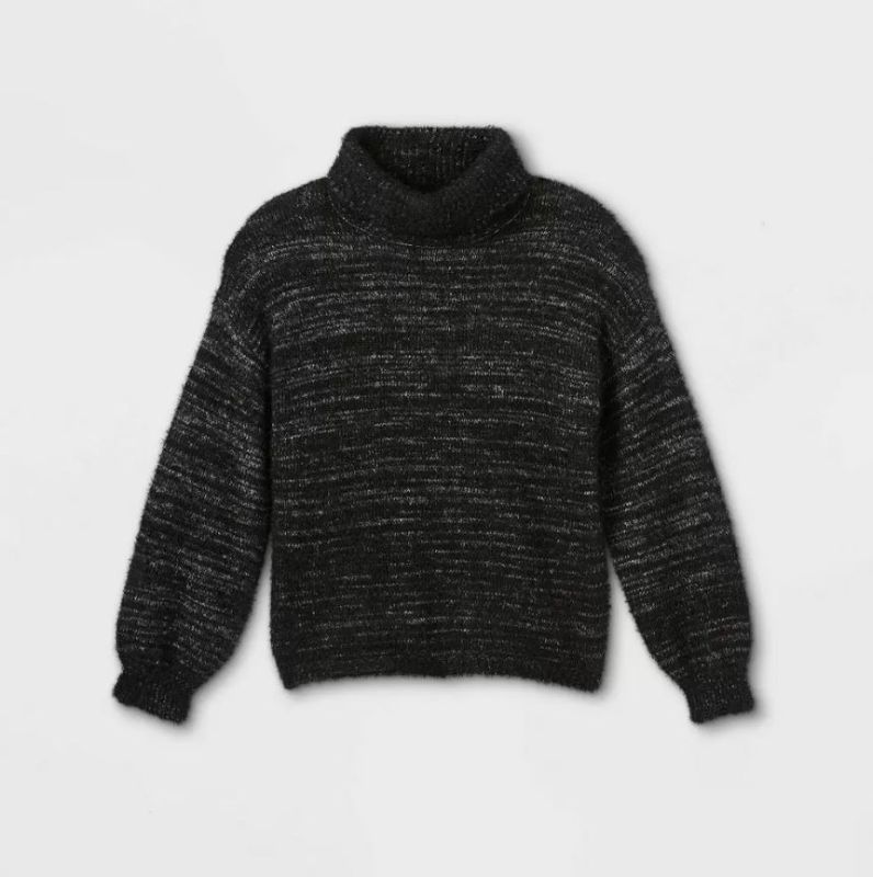 Photo 1 of 9pk Girls' Marled Turtleneck Sweater - art class Black XS