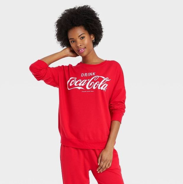 Photo 1 of 5pcs  Women's Coca-Cola Graphic Sweatshirt - Red; Size - Large-----Sweatshirt only 