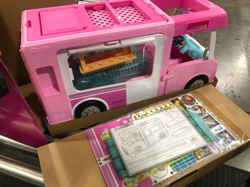 Photo 2 of ?Barbie 3-in-1 DreamCamper Vehicle, approx. 3-ft, Transforming Camper with Pool, Truck, Boat and 50 Accessories, Makes a Great Gift for 3 to 7 Year Olds
