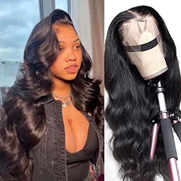 Photo 1 of 26 Inch HD Lace Front Wigs Human Hair for Black Women 13x4 Body Wave Lace Front Wigs Pre Plucked with Baby Hair 150% Density Glueless Lace Frontal Wigs Brazilian Virgin Human Hair Wigs Natural Color
