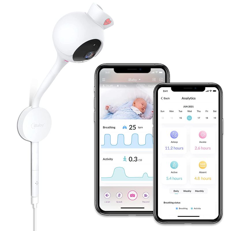 Photo 1 of iBaby Smart Baby Breathing Monitor - with Camera and Audio, Tracking Baby's Breathing, Sleeping, Movement. i2 Wi-Fi Video Baby Monitor, Contactless, Work with Smartphone.