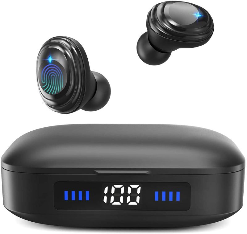 Photo 1 of Wireless Earbuds with Immersive Sound True 5.0 Bluetooth in-Ear Headphones with 2000mAh Charging Case Easy-Pairing Stereo Calls/Touch Control/Built-in Microphones/IPX7 Sweatproof/Deep Bass for Sports