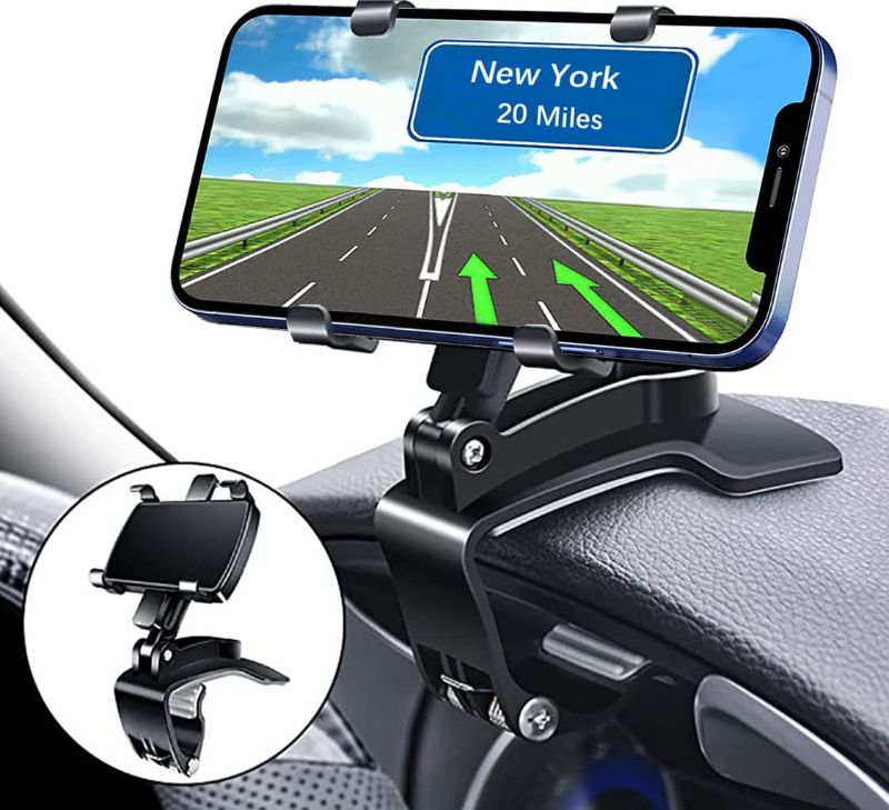 Photo 1 of Car Phone Holder Mount for 360 Degree Rotation,YAOKEEP Dashboard & Rearview Mirror Cell Phone Car Holder for iPhone,Samsung,Moto,Huawei,Nokia,LG,Car Clip Mount Stand for 4 to 7" Smartphones