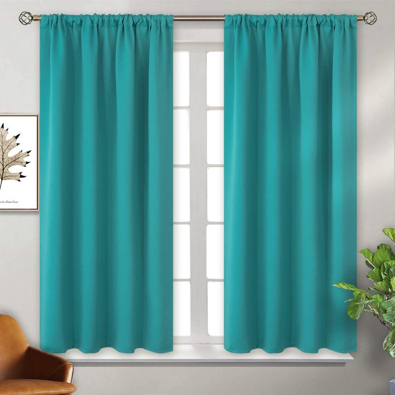 Photo 1 of BGment Rod Pocket Blackout Curtains for Bedroom - Thermal Insulated Room Darkening Curtain for Living Room , 42 x 45 Inch, 2 Panels, Teal
