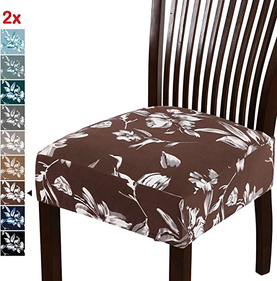 Photo 1 of Chair Cover for Dining Room High Stretch Chair Seat Cover Removable Chair Seat Cushion Slipcovers Washable Kitchen Chair Cover Feature Soft Thick Bouncy Modern Style ( Chocolate, Set of 2 )
