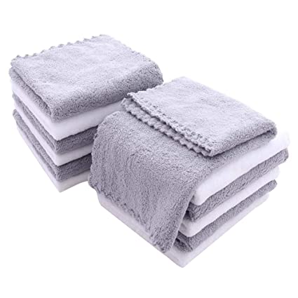 Photo 1 of 12 Pack Baby Washcloths - Extra Absorbent and Soft Wash Clothes for Newborns, Infants and Toddlers - Suitable for Baby Skin and New Born - Microfiber Coral Fleece 12x12 Inches
