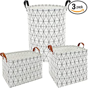 Photo 1 of  Modern Laundry Bag, Monochrome Illustration of Circles from Rectangles on Plain Background Print, Hamper Basket with Handles Drawstring Closure for Laundromats, 13" x 19", black  and White
