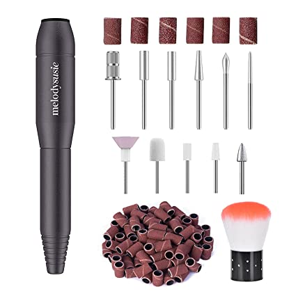 Photo 1 of MelodySusie Electric Nail Drill Machine 11 in 1 Kit, Portable Electric Nail File Efile Set for Acrylic Gel Nails, Manicure Pedicure Tool with Nail Drill Bits Sanding Bands Dust Brush, Black
