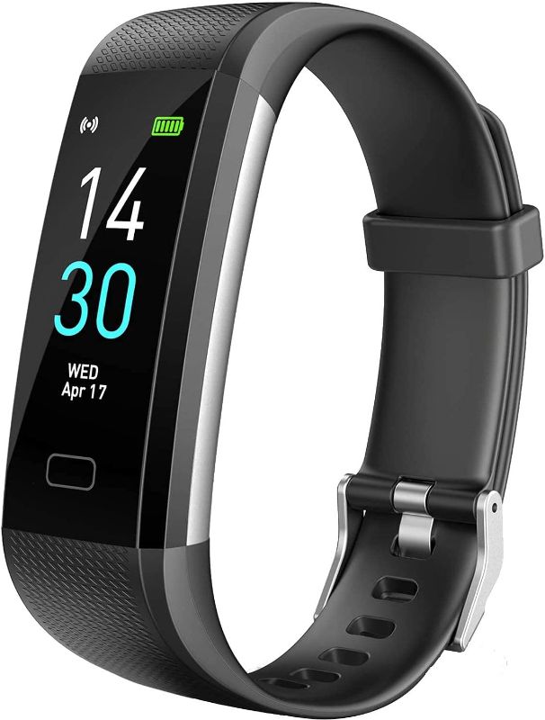 Photo 1 of Fitness Tracker HR, with Blood Pressure Heart Rate Monitor, Pedometer, Sleep Monitor, Calorie Counter, Vibrating Alarm, Clock IP68 Waterproof, Black