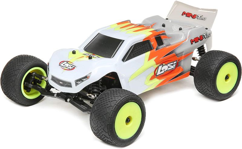 Photo 1 of Losi 1/18 Mini-T 2.0 2WD Stadium RC Truck Brushed Ready to Run (Battery, Receiver, Charger and Transmitter Included), Gray/White, LOS01015T3 
