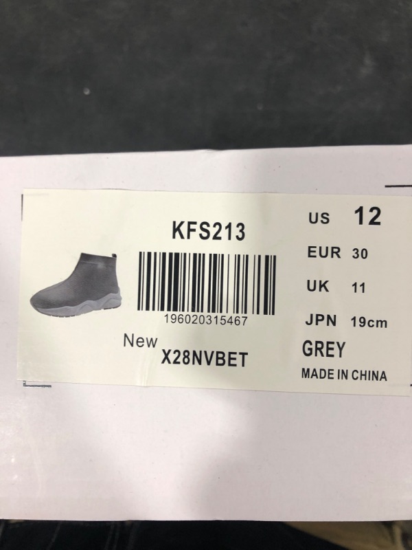 Photo 3 of DREAM PAIRS Boys Girls KFS213 Fashion Sneakers High Top Slip-on Sock Shoes Grey Size 12 Little Kid
