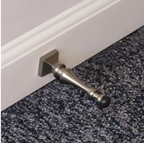 Photo 1 of 3-1/2 in. Satin Nickel Decorative Solid Doorstop [3pack]
