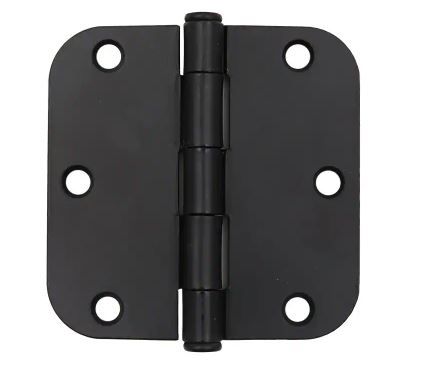 Photo 1 of 3-1/2 in. x 5/8 in. Radius Matte Black Door Hinge Value Pack (24-Pack)
