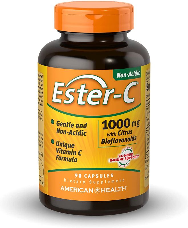 Photo 1 of American Health Ester-C With Citrus Bioflavonoids Capsules - 24-Hour Immune Support, Gentle On Stomach, Non-Acidic Vitamin C - Non-GMO, Gluten-Free - 1000 mg, 90 Count, 270 Servings
