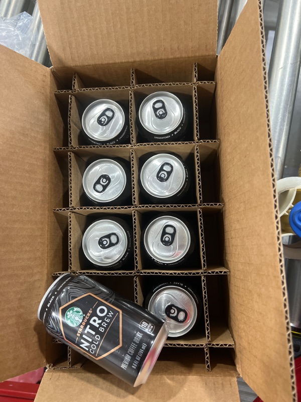 Photo 1 of (8 Cans) Starbucks Nitro Cold Brew Premium Coffee Drink, Black Unsweetened, 9.6 Oz Best By 02/14/2022