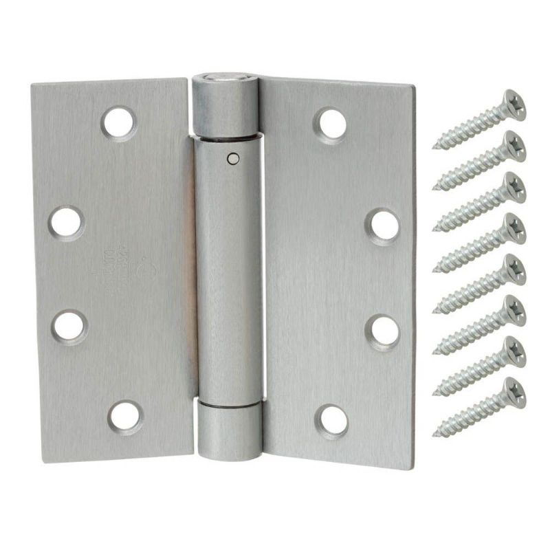 Photo 1 of 4 in. Square Satin Chrome Adjustable Spring Door Hinge bundle 
