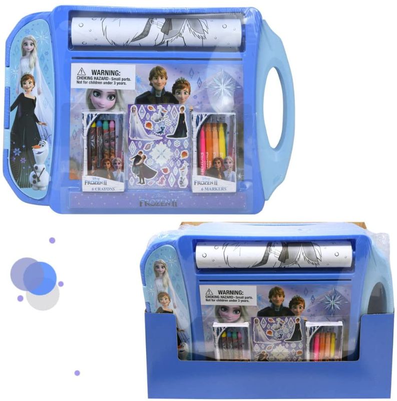 Photo 1 of Innovative Designs Frozen 2 Roller Art Desk - Disney Frozen Art Case for Kids, Arts and Crafts Mess Free Coloring Activities for Kids, Roller Art Paper, Crayons, Markers, and Stickers Set - 20+ Pieces
