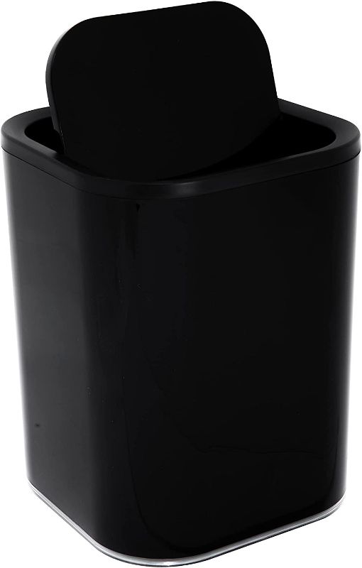 Photo 1 of Bath Bliss 8L Acrylic Contour Step Pedal Bin, Contemporary, for Bathroom, Office, Dorm, 7.5"x 7.5"x 10" Waste Basket, Black
