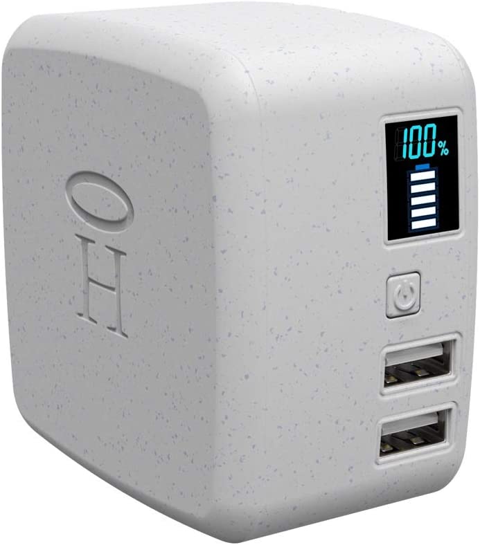 Photo 1 of HALO Portable Phone Charger Power Cube 10,000mAh - Innovative Car Charger Power Bank with Dual USB Compatible Charging Ports, Built-in Charging Adapters - White (801105858)
