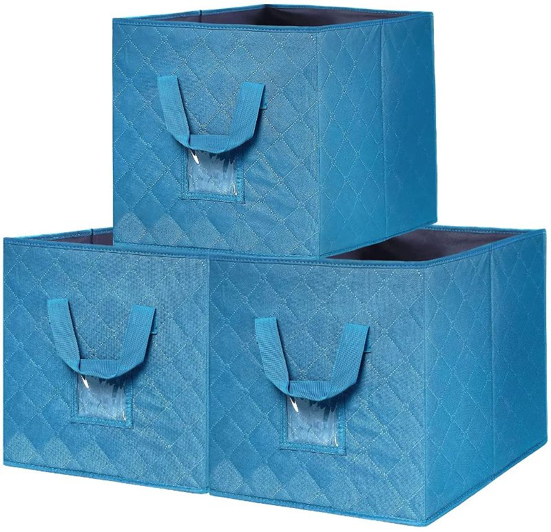 Photo 1 of Cloth Storage Bins With Handles, LSNDEE Large Storage Box Organizer, Foldable Fabric Storage Cubes, Closet Organizers For Home And Office, 11.8 "X 11.8 " X 11.8 ", 3 Pack
