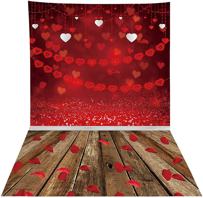 Photo 1 of Allenjoy 6.5x10ft Valentine's Day Photography Backdrop Supplies for Newborn Kids Birthday Party Red Glitter Roses Background Bridal Baby Shower Mothers Studio Portrait Pictures Photoshoot Props Favors
