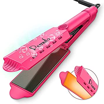 Photo 1 of Pomufa Hair Straightener,Professional Heat Flat Iron Hair Straightener with Anti-Static Ceramic Technology … (Pink)
