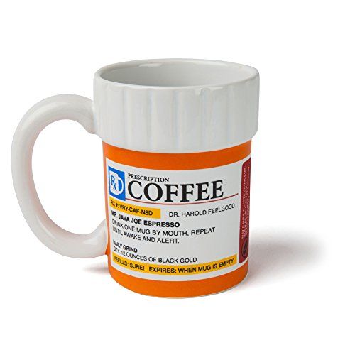 Photo 1 of BigMouth Inc. the Prescription Coffee Mug â€“ Hilarious 12 Oz Ceramic Coffee Cup in the Shape of a Pill Bottle â€“ Perfect for Home or Offic
