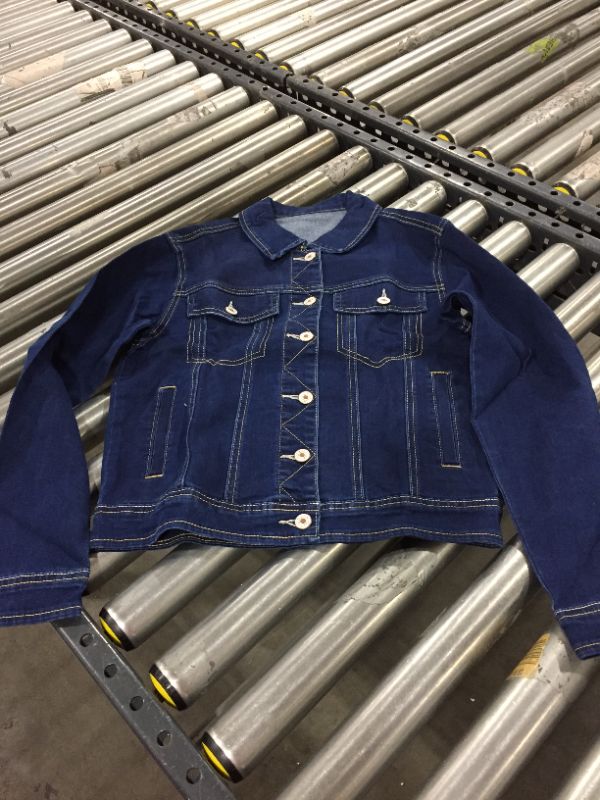 Photo 1 of LUYEESS WOMENS CASUAL LONG SLEEVE BUTTON DOWN POCKETS BASIC STRETCH DENIM JACKET (SMALL)