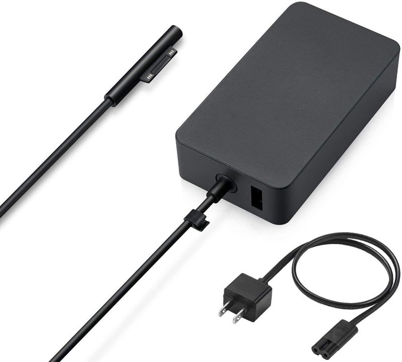 Photo 1 of Surface Pro Charger, 65W 15V 4A Power Adapter for Microsoft Surface Pro 3/4/5/6/7/X, Compatible for Both Microsoft Surface Book Laptop/Tablet, New Surface Pro Charger with USB Charging Port
