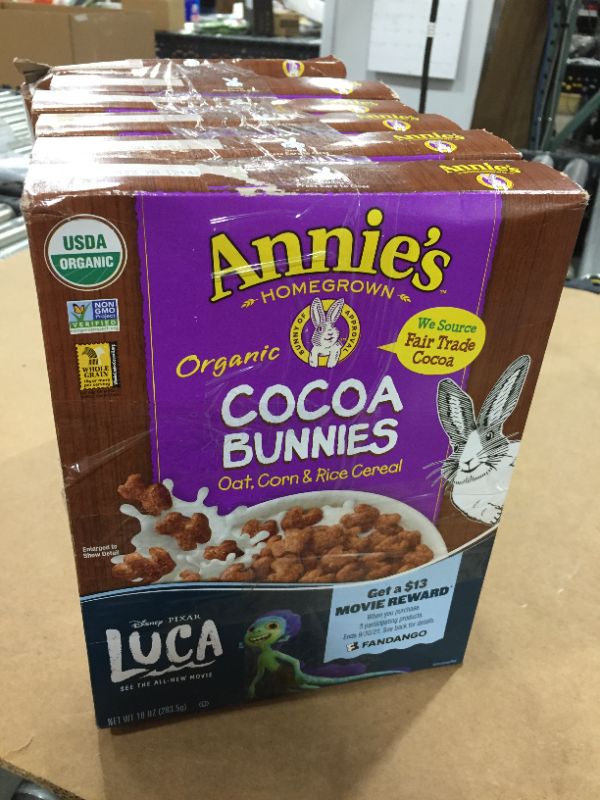 Photo 2 of Annie's Organic Cereal, Cocoa Bunnies, Oat, Corn, Rice Cereal, 10 oz Box (6 BOXES)
EXPIRES JAN 14 2022