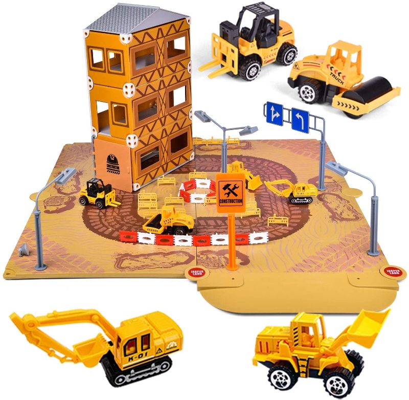 Photo 1 of FUN LITTLE TOYS 122 Pcs Construction Building Kit, Kids Engineering Playset with 4 Pack Vehicles for Kids Gifts
