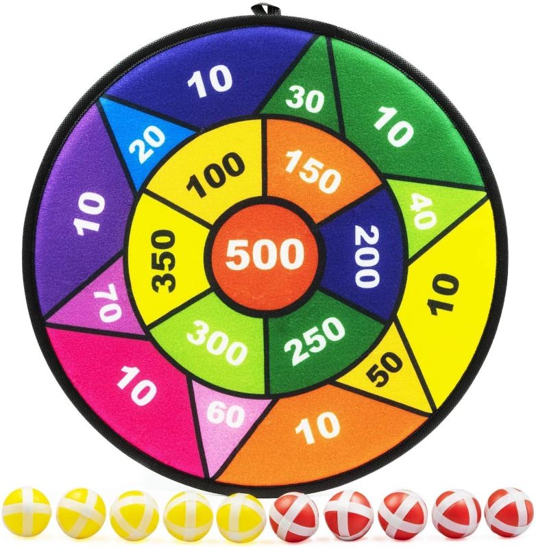 Photo 1 of TaeMaJoy Sports Games for Kids, Dart Board for Kids with 10 Sticky Balls, Indoor Outdoor Best Toys Gifts for Girls Boys, 13.6 Inches Safe Dartboard Game with Learn Numbers and Parent-child Interaction
