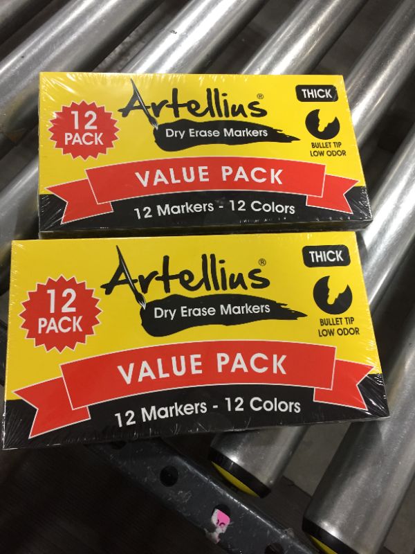 Photo 2 of 2 PACK Dry Erase Markers (12 Pack of Assorted Colors) Thick Barrel Design - Perfect Pens For Writing on Whiteboards, Dry-Erase Boards, Mirrors, Windows, & All White Board Surfaces
